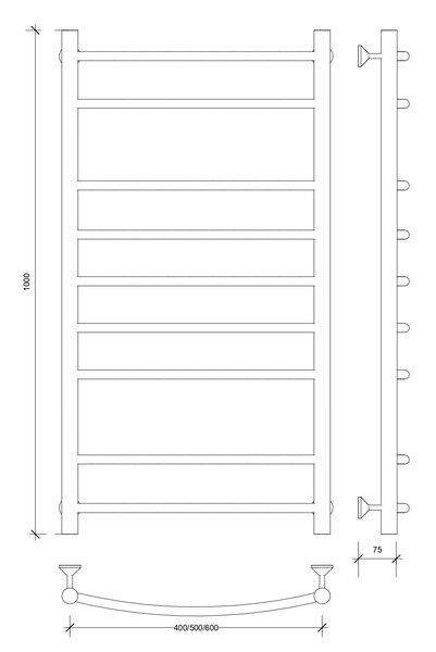 Полотенцесушитель электрический Secado Милан 2 100x50 хром