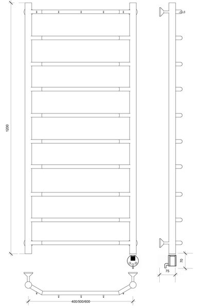 Полотенцесушитель электрический Secado Агата 1 К 120x60 хром