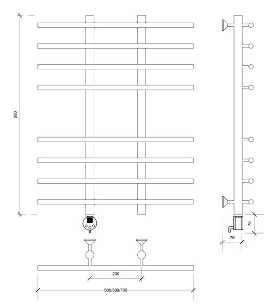 Полотенцесушитель электрический Secado Турин 4 80x20x60 хром