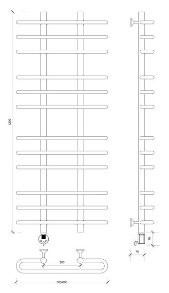 Полотенцесушитель электрический Secado Венеция 3 120x20x60 хром