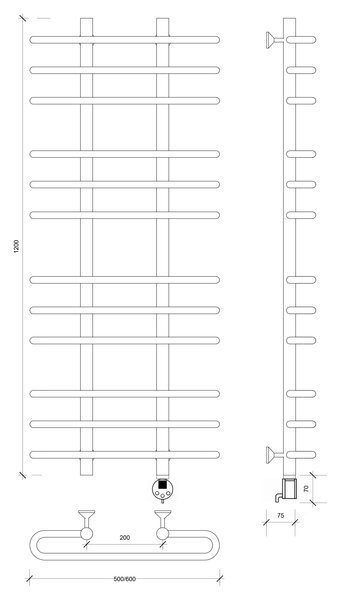 Полотенцесушитель электрический Secado Венеция 3 120x20x60 хром