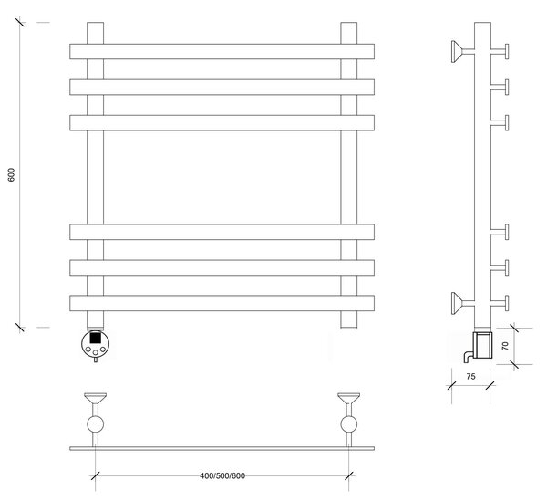 Полотенцесушитель электрический Secado Понтида плюс 60x50x60 хром