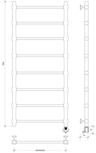 Полотенцесушитель электрический Secado Флоренция 2 120x40 хром