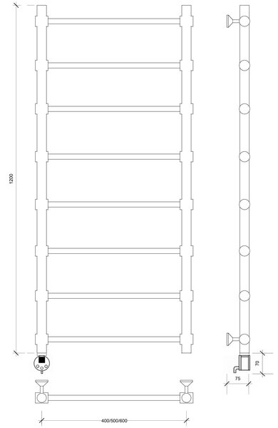 Полотенцесушитель электрический Secado Флоренция 2 120x50 хром
