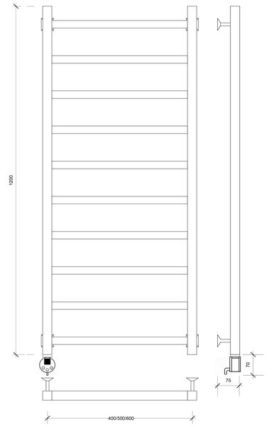 Полотенцесушитель электрический Secado Корсико 1 120x50 хром