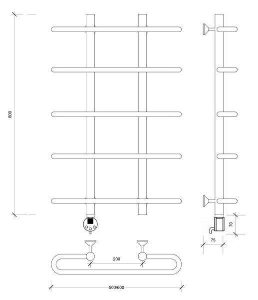 Полотенцесушитель электрический Secado Венеция 1 80x20x50 хром