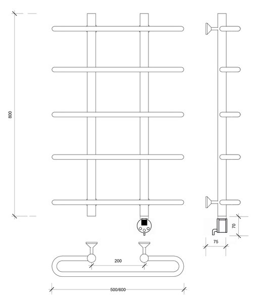 Полотенцесушитель электрический Secado Венеция 1 80x20x50 хром