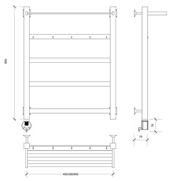 Полотенцесушитель электрический Secado Корсико 1 КСП 60x40 хром