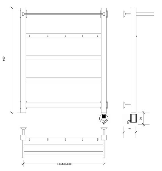 Полотенцесушитель электрический Secado Корсико 1 КСП 60x40 хром