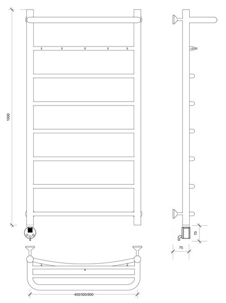 Полотенцесушитель электрический Secado Милан 1 КСП 100x60 хром