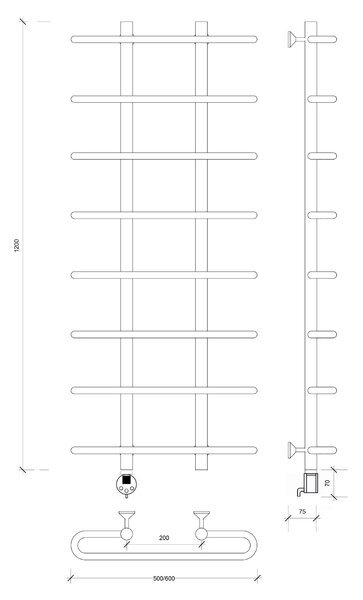 Полотенцесушитель электрический Secado Венеция 1 120x20x60 хром
