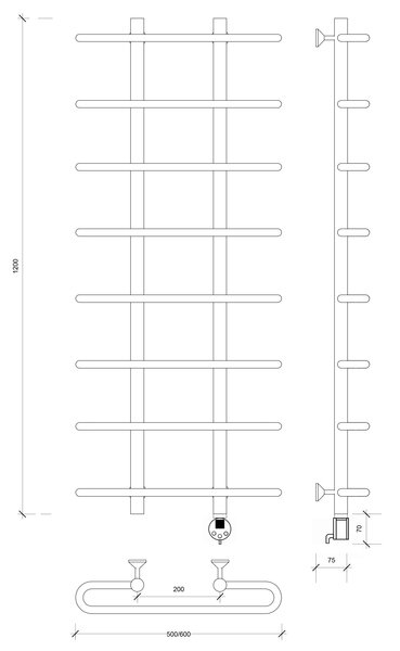 Полотенцесушитель электрический Secado Венеция 1 120x20x60 хром