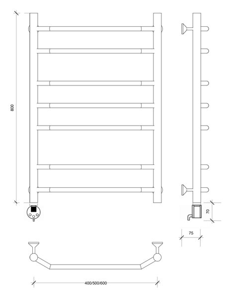 Полотенцесушитель электрический Secado Агата 2 80x50 хром