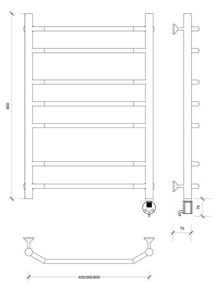Полотенцесушитель электрический Secado Агата 2 80x60 хром