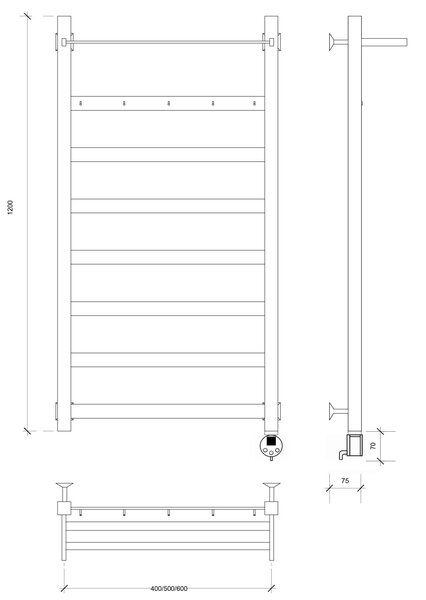 Полотенцесушитель электрический Secado Комано 1 КСП 120x40 хром