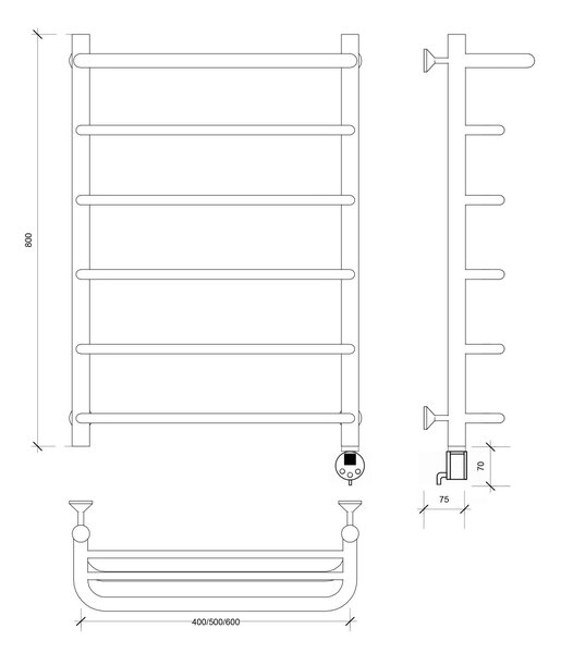 Полотенцесушитель электрический Secado Мерида 1 СП 80x60 хром