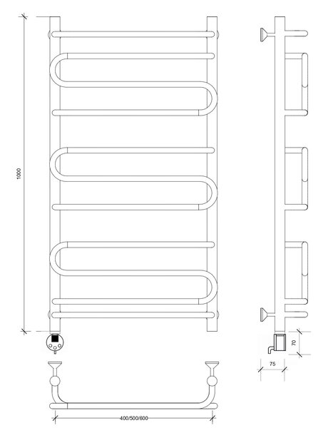 Полотенцесушитель электрический Secado Валенсия 2 100x40 хром