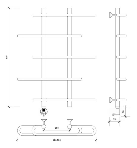 Полотенцесушитель электрический Secado Венеция 4 80x20x80 хром