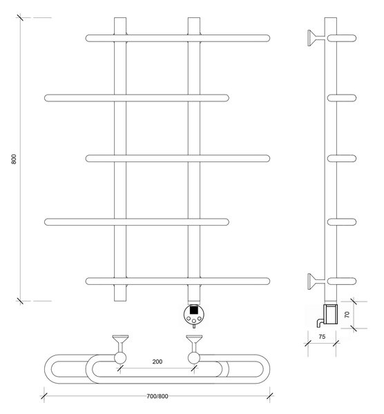 Полотенцесушитель электрический Secado Венеция 4 80x20x80 хром