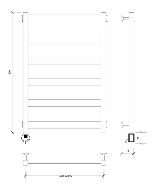Полотенцесушитель электрический Secado Комано 1 80x40 хром