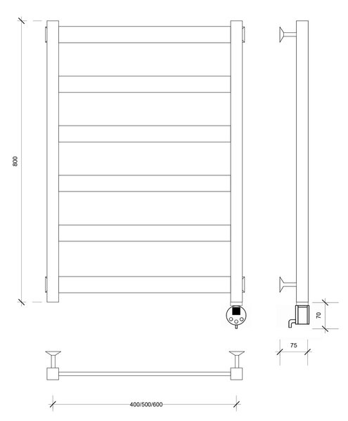 Полотенцесушитель электрический Secado Комано 1 80x50 хром