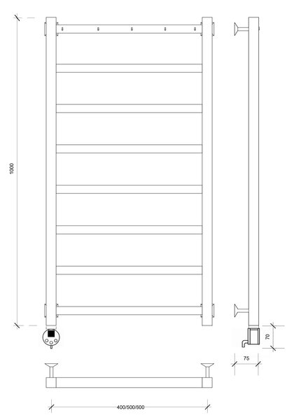 Полотенцесушитель электрический Secado Корсико 1 К 100x50 хром