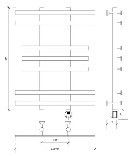 Полотенцесушитель электрический Secado Понтида 2 80x20x60 хром