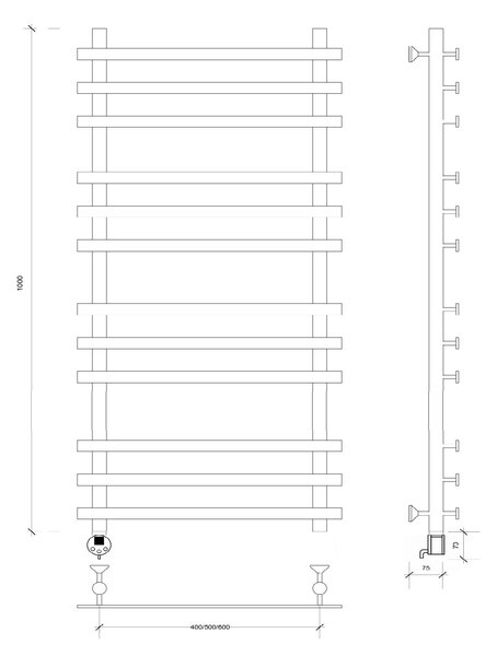 Полотенцесушитель электрический Secado Понтида плюс 100x50x60 хром