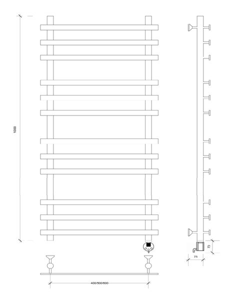 Полотенцесушитель электрический Secado Понтида плюс 100x60x70 хром