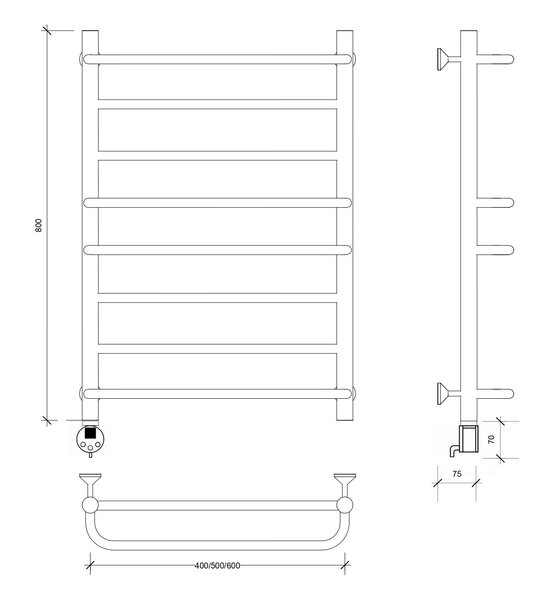 Полотенцесушитель электрический Secado Верона 1 80x40 хром
