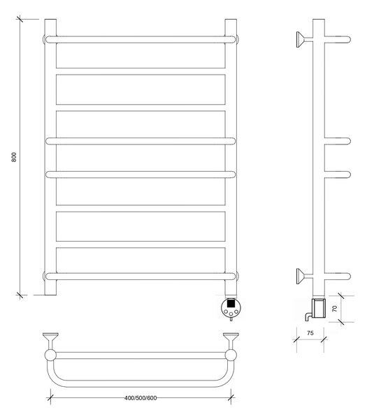 Полотенцесушитель электрический Secado Верона 1 80x40 хром