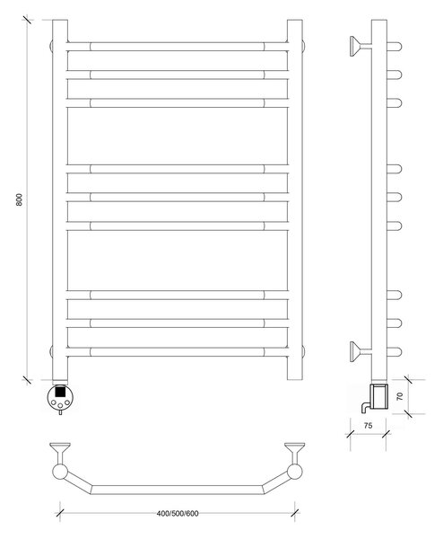 Полотенцесушитель электрический Secado Агата 3 80x60 хром