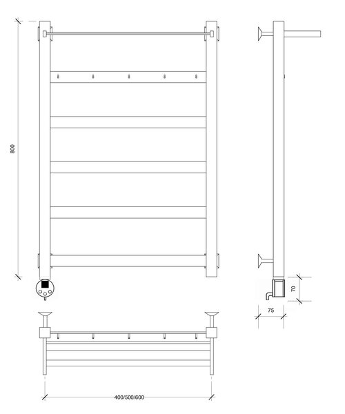 Полотенцесушитель электрический Secado Комано 1 КСП 80x60 хром