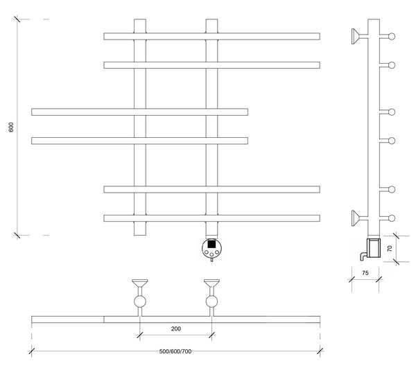 Полотенцесушитель электрический Secado Турин 5 60x20x60 хром