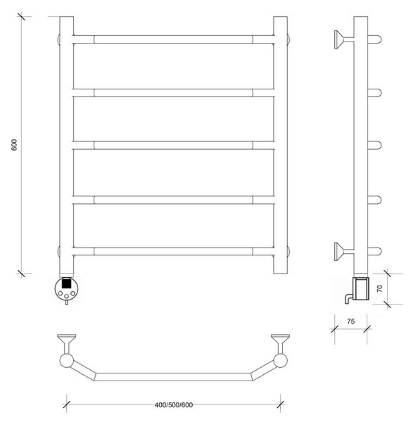 Полотенцесушитель электрический Secado Агата 1 60x40 хром