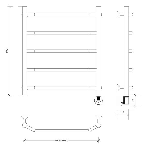 Полотенцесушитель электрический Secado Агата 1 60x50 хром