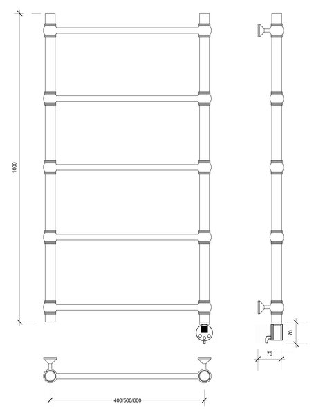 Полотенцесушитель электрический Secado Флоренция 1 100x40 хром