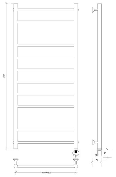 Полотенцесушитель электрический Secado Триада 2 120x40 хром
