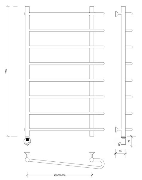 Полотенцесушитель электрический Secado Венеция 2 100x60x70 хром