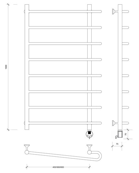 Полотенцесушитель электрический Secado Венеция 2 100x60x70 хром