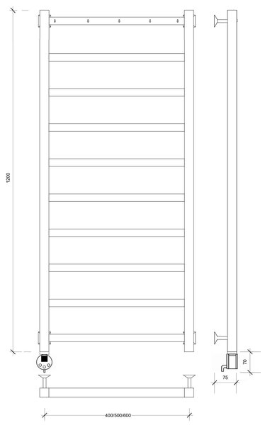 Полотенцесушитель электрический Secado Корсико 1 К 120x40 хром