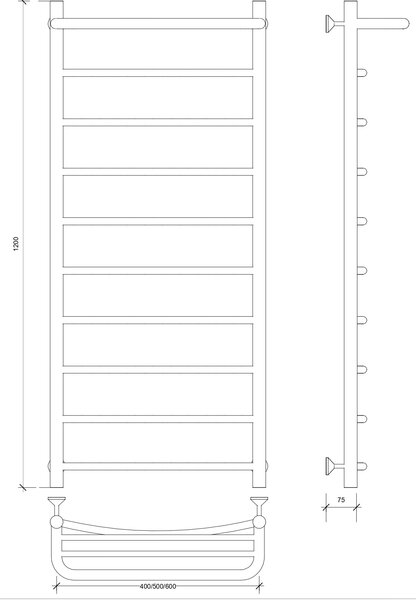 Полотенцесушитель электрический Secado Милан 1 СП 120x40 хром