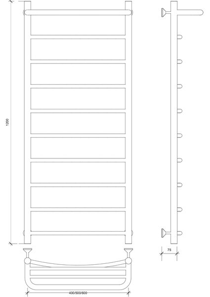 Полотенцесушитель электрический Secado Милан 1 СП 120x60 хром