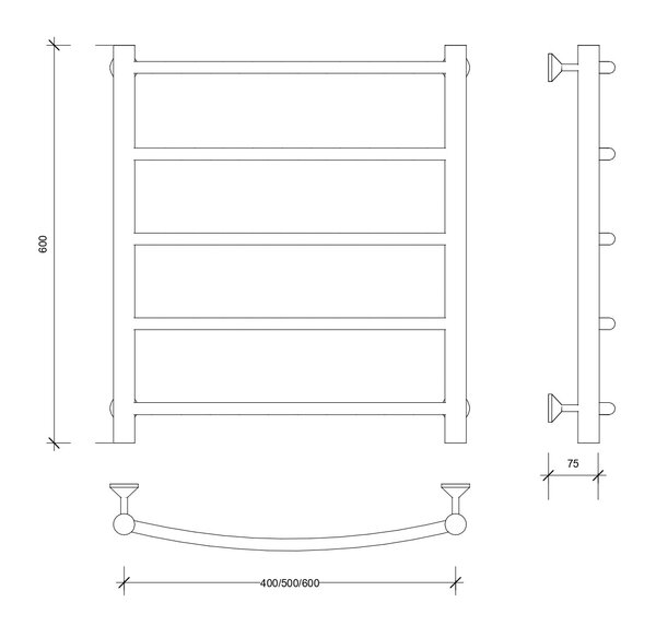 Полотенцесушитель электрический Secado Милан 1 60x40 хром