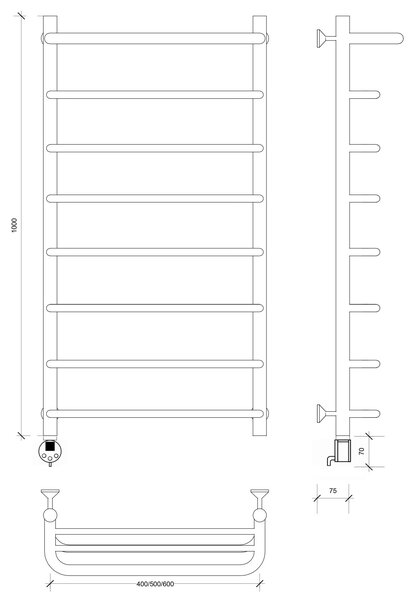 Полотенцесушитель электрический Secado Мерида 1 СП 100x40 хром
