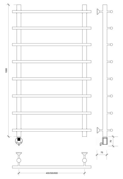 Полотенцесушитель электрический Secado Турин 1 100x40 хром