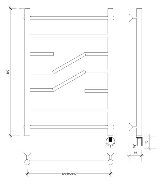 Полотенцесушитель электрический Secado Риволи 80x50 хром