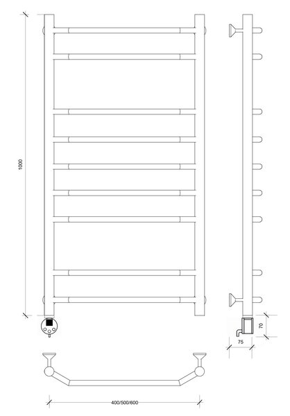 Полотенцесушитель электрический Secado Агата 2 100x50 хром