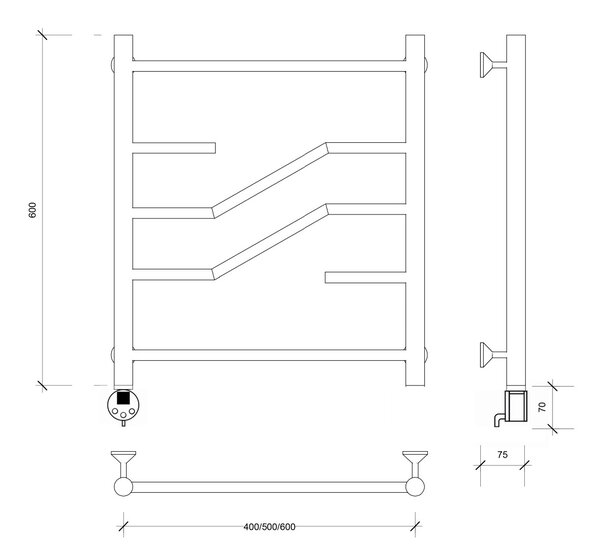Полотенцесушитель электрический Secado Риволи 60x50 хром