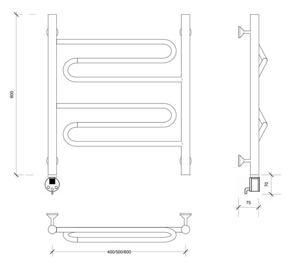 Полотенцесушитель электрический Secado Валенсия 1 60x60 хром